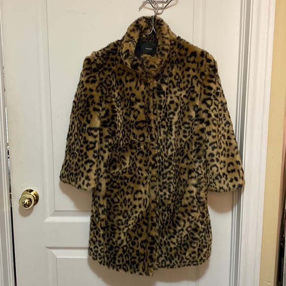 Forever 21 faux fur leopard 3/4 sleeve jacket - Picture 1 of 8